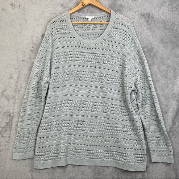 J. Jill Knit Crochet Aluminum Color Pull Over. Silver. Women’s size  ExLarge. - Picture 1 of 7